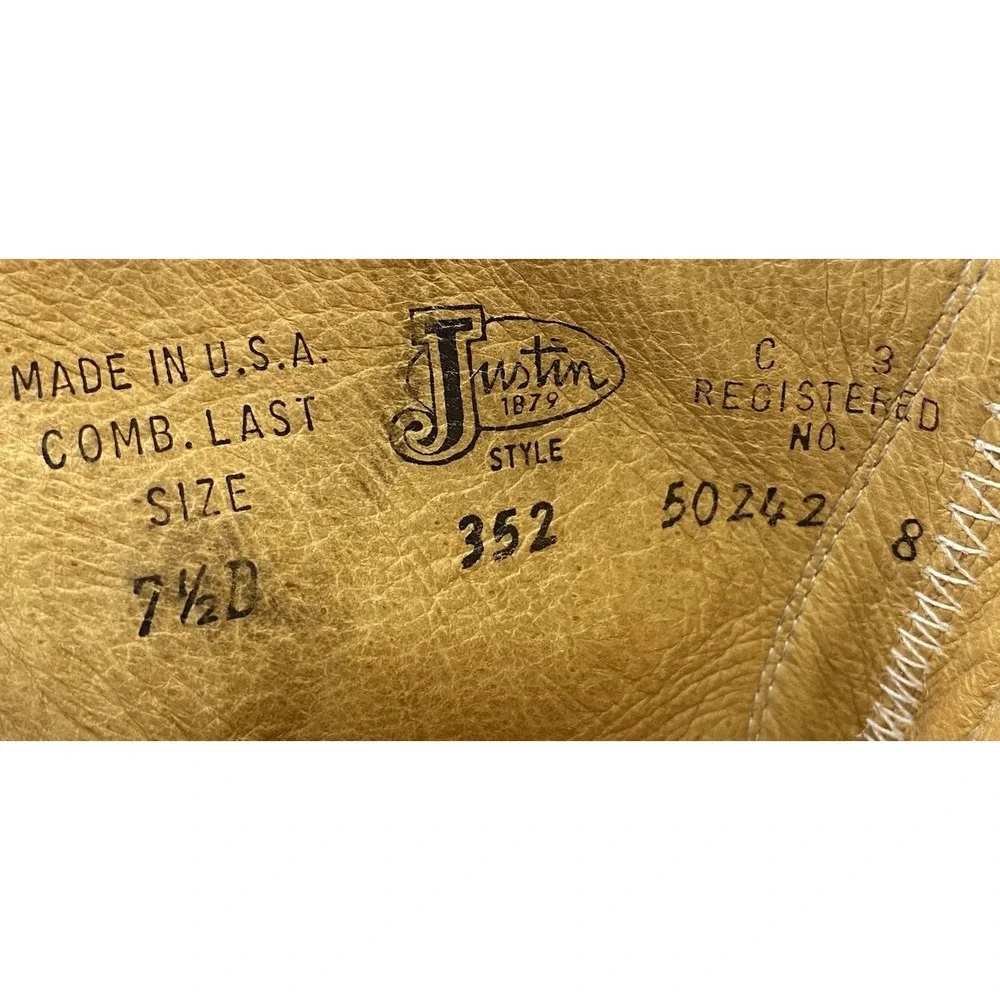 Justin Men's‎ Vintage Leather Kiltie Lacer Brown&Tan Lace-up Boots USA 7.5 D